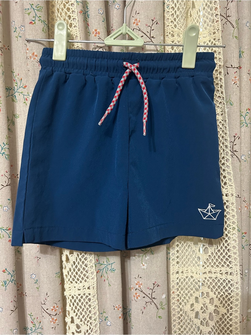 Little Paper Boat Boys Navy Swim Shorts 6Y Nautical Paper Boat Terry Waistband